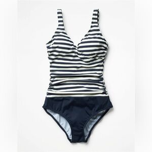 New Boden Wrap Front strips Swimsuit Sz 8R. D23